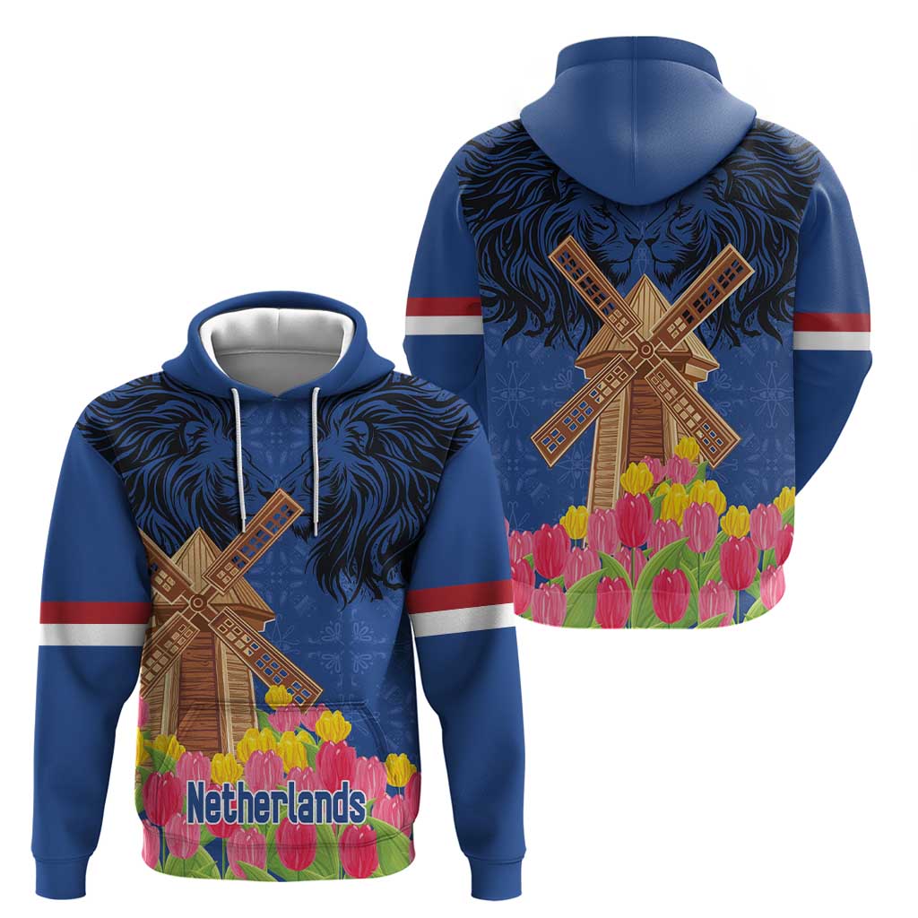 Netherlands Lion Zip Hoodie Tulip And Windmill
