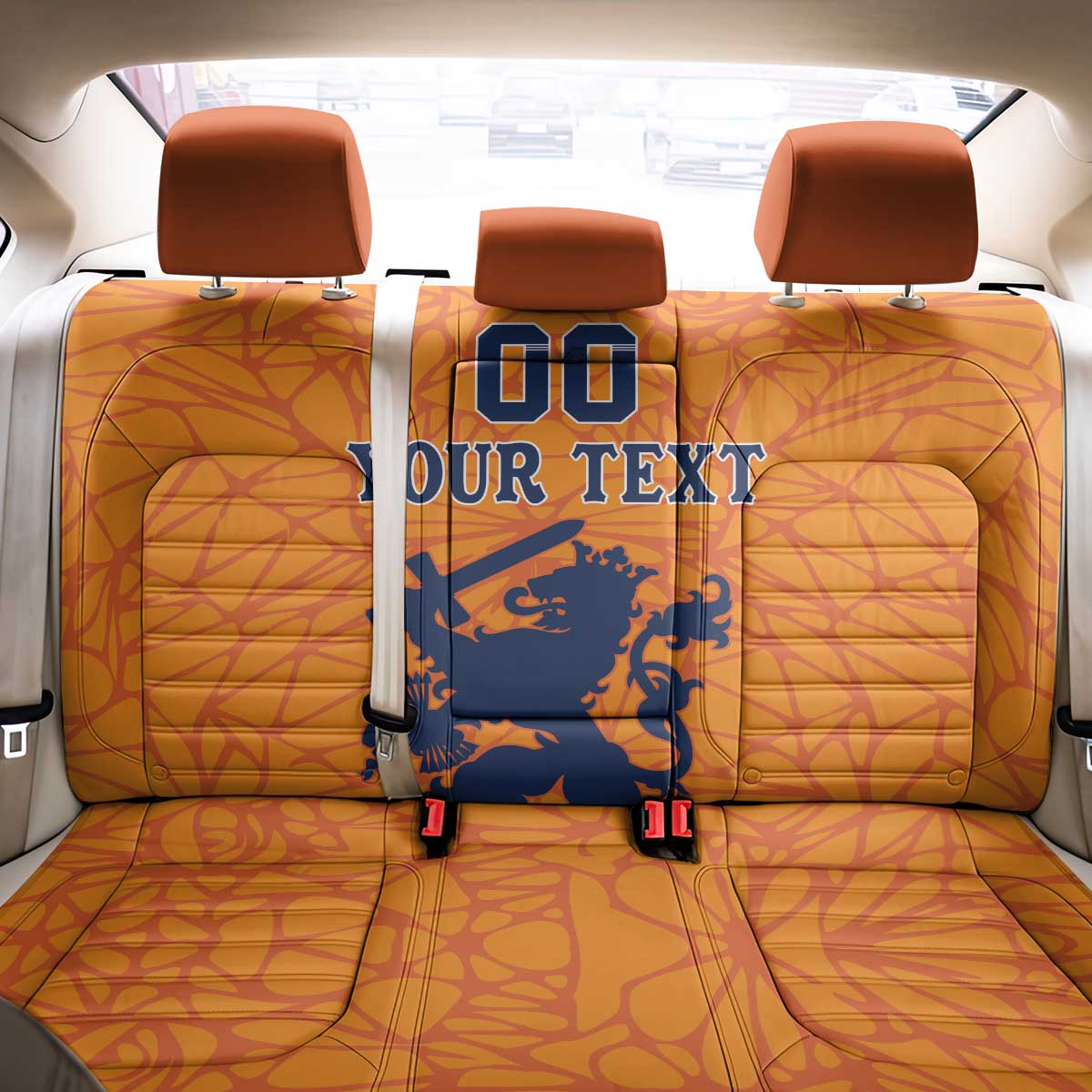 Custom Netherlands Football Back Car Seat Cover Holland Lion