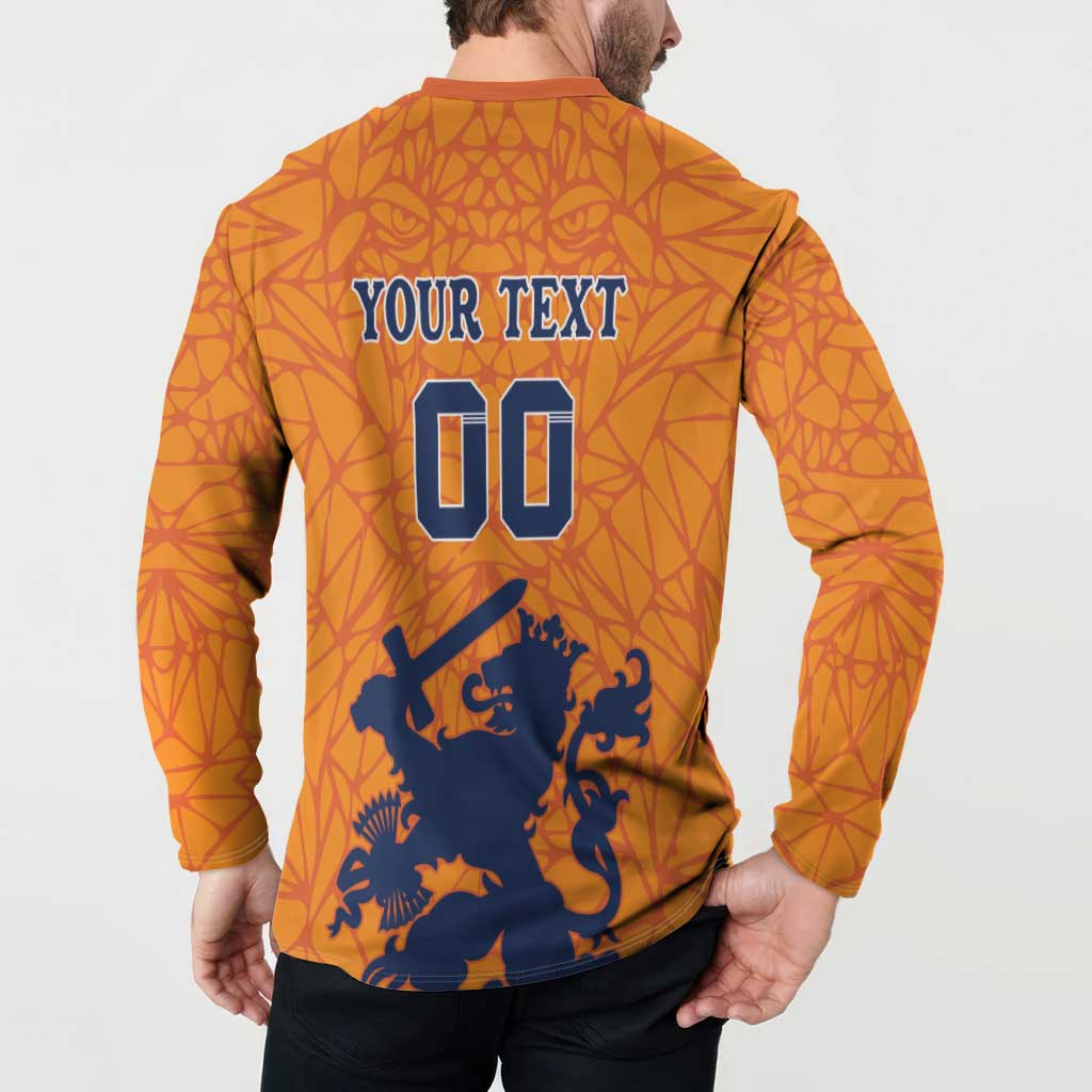 Custom Netherlands Football Button Sweatshirt Holland Lion