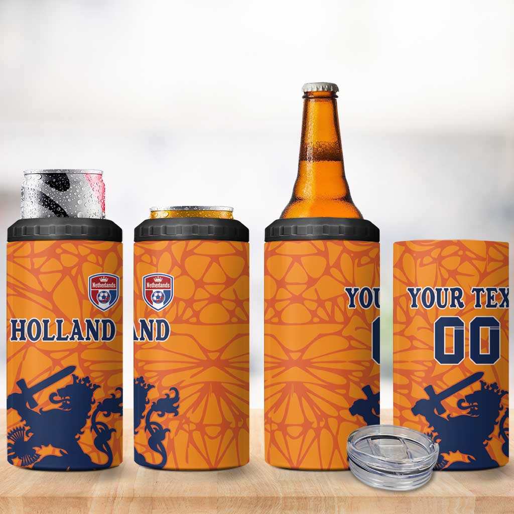 Custom Netherlands Football 4 in 1 Can Cooler Tumbler Holland Lion