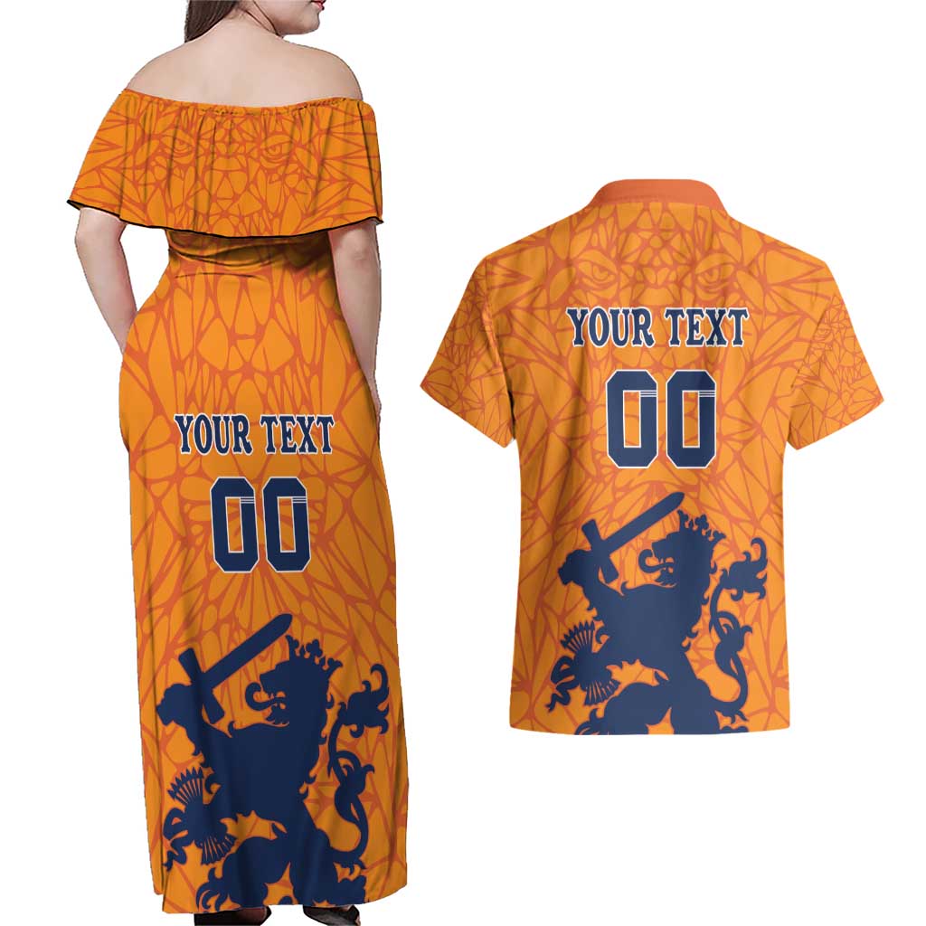 Custom Netherlands Football Couples Matching Off Shoulder Maxi Dress and Hawaiian Shirt Holland Lion