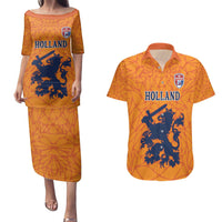 Custom Netherlands Football Couples Matching Puletasi and Hawaiian Shirt Holland Lion