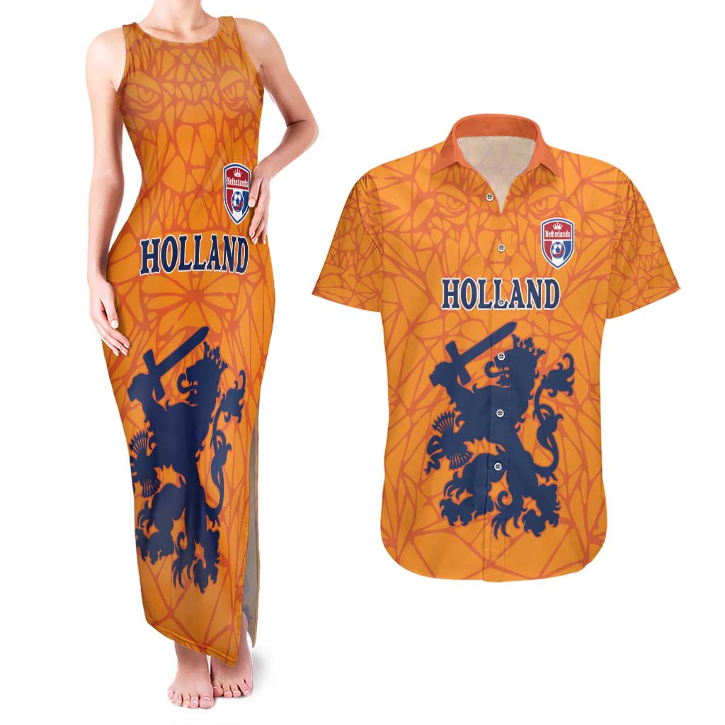 Custom Netherlands Football Couples Matching Tank Maxi Dress and Hawaiian Shirt Holland Lion