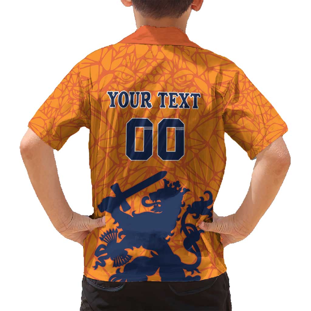 Custom Netherlands Football Family Matching Long Sleeve Bodycon Dress and Hawaiian Shirt Holland Lion