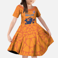 Custom Netherlands Football Family Matching Long Sleeve Bodycon Dress and Hawaiian Shirt Holland Lion