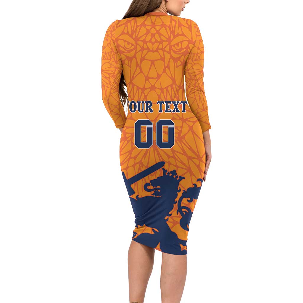 Custom Netherlands Football Family Matching Long Sleeve Bodycon Dress and Hawaiian Shirt Holland Lion