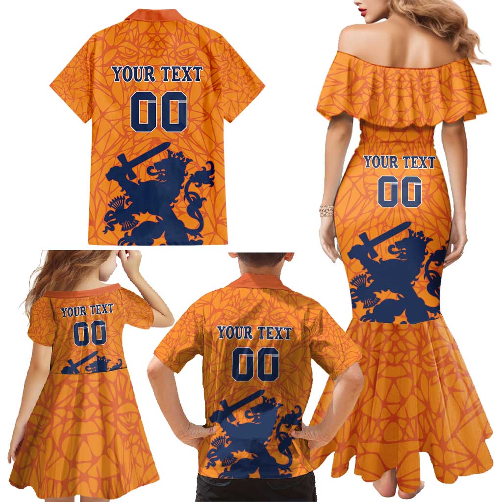 Custom Netherlands Football Family Matching Mermaid Dress and Hawaiian Shirt Holland Lion