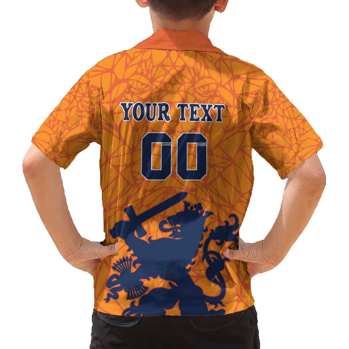 Custom Netherlands Football Family Matching Off The Shoulder Long Sleeve Dress and Hawaiian Shirt Holland Lion