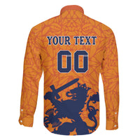 Custom Netherlands Football Family Matching Off The Shoulder Long Sleeve Dress and Hawaiian Shirt Holland Lion