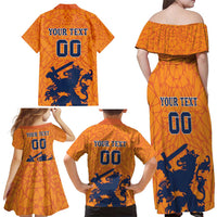 Custom Netherlands Football Family Matching Off Shoulder Maxi Dress and Hawaiian Shirt Holland Lion