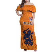 Custom Netherlands Football Family Matching Off Shoulder Maxi Dress and Hawaiian Shirt Holland Lion
