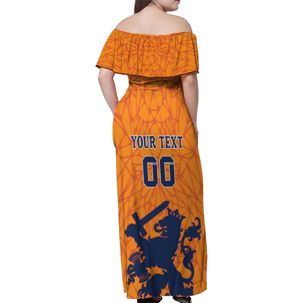Custom Netherlands Football Family Matching Off Shoulder Maxi Dress and Hawaiian Shirt Holland Lion