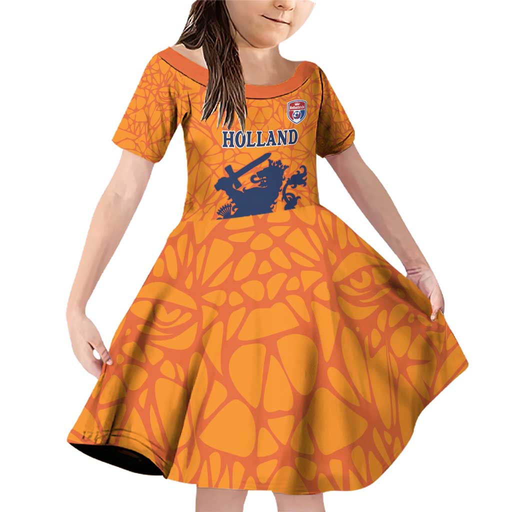 Custom Netherlands Football Family Matching Off Shoulder Short Dress and Hawaiian Shirt Holland Lion