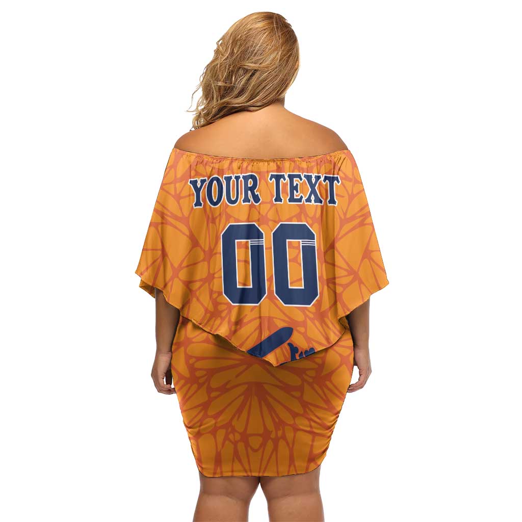 Custom Netherlands Football Family Matching Off Shoulder Short Dress and Hawaiian Shirt Holland Lion