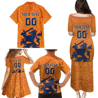 Custom Netherlands Football Family Matching Puletasi and Hawaiian Shirt Holland Lion
