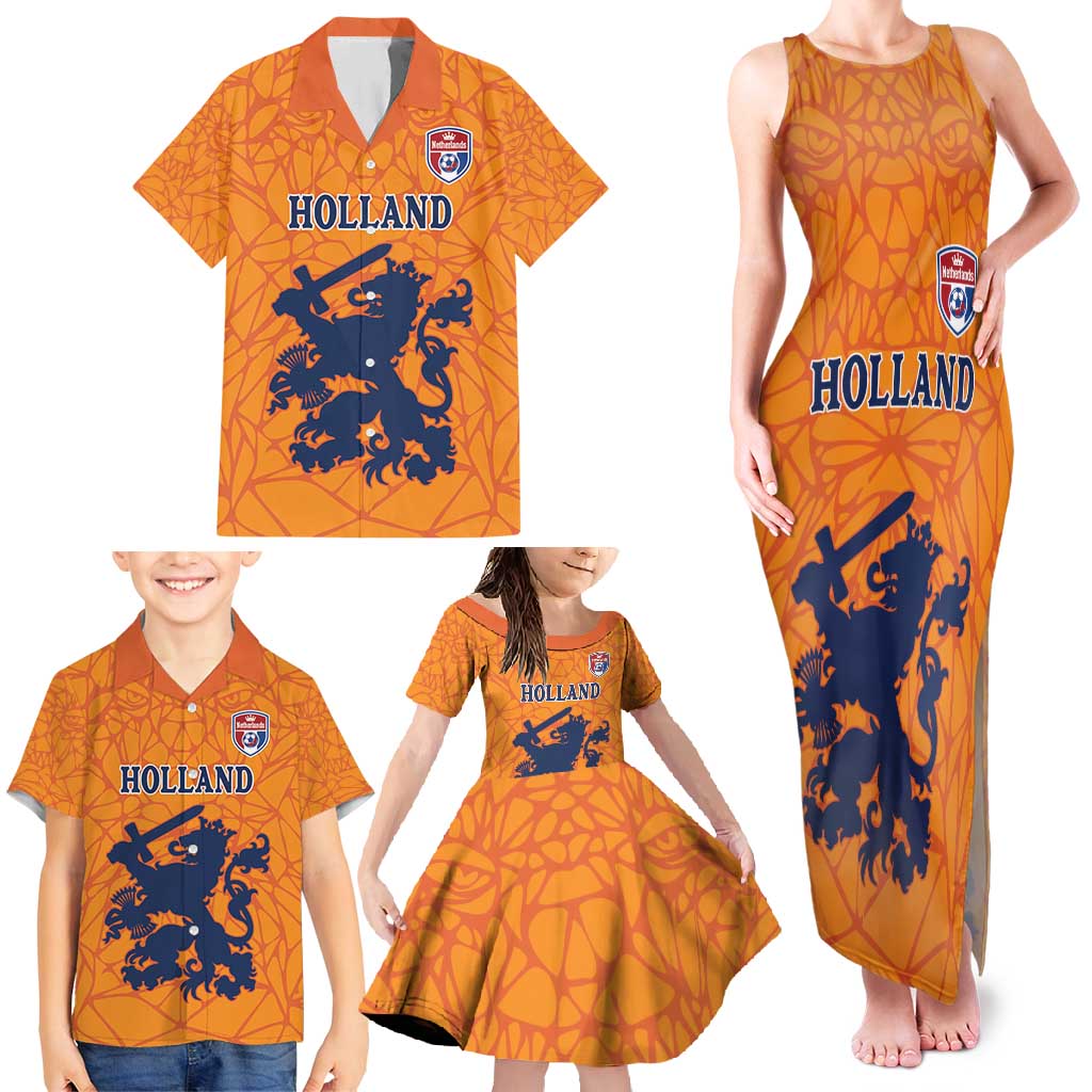 Custom Netherlands Football Family Matching Tank Maxi Dress and Hawaiian Shirt Holland Lion