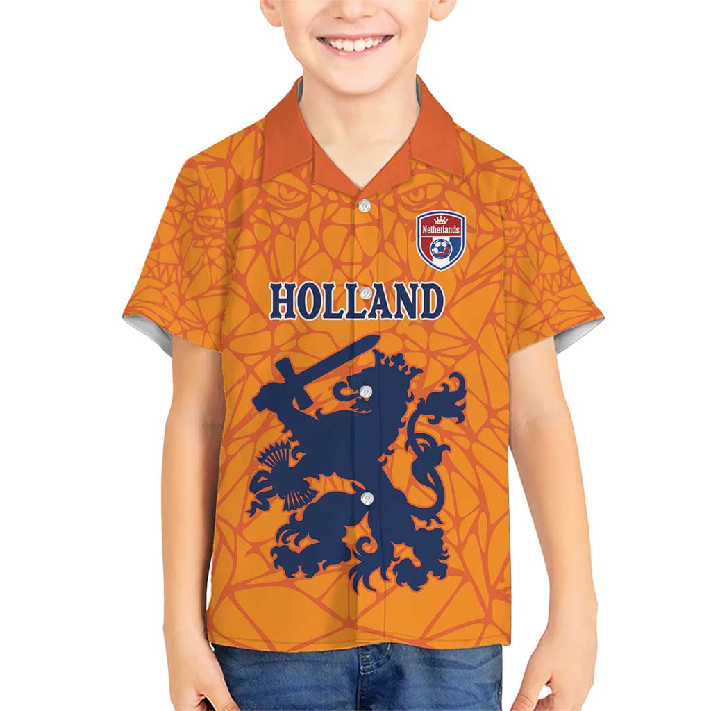Custom Netherlands Football Kid Hawaiian Shirt Holland Lion