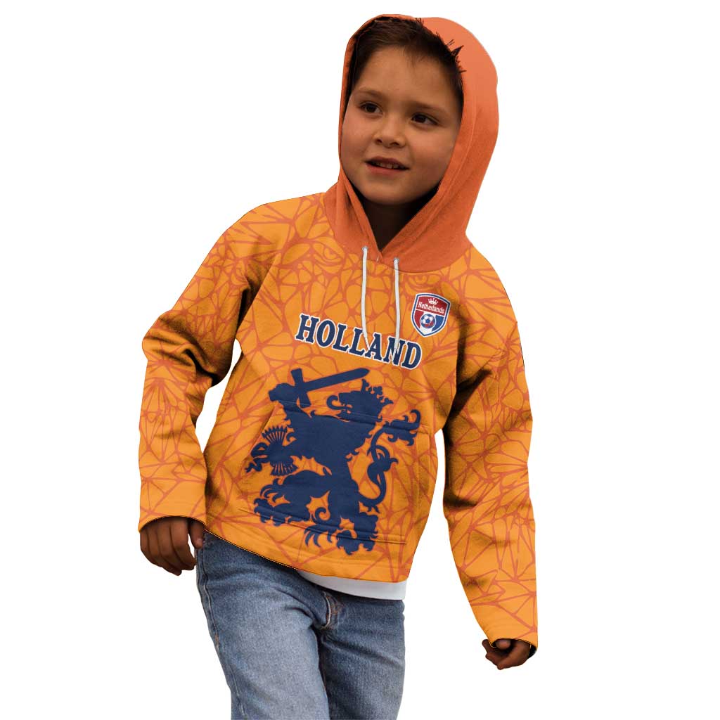 Custom Netherlands Football Kid Hoodie Holland Lion