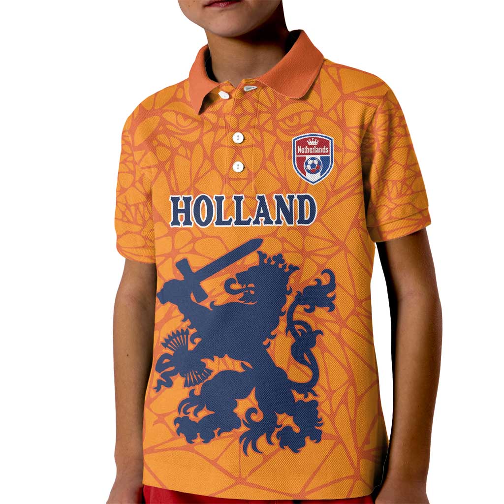 Custom Netherlands Football Kid Polo Shirt Holland Lion