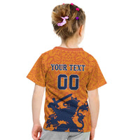 Custom Netherlands Football Kid T Shirt Holland Lion