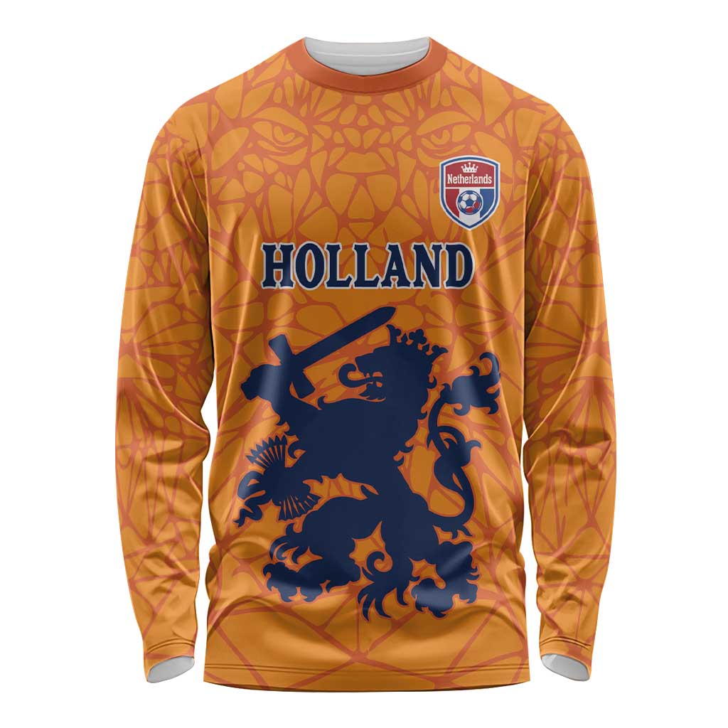 Custom Netherlands Football Long Sleeve Shirt Holland Lion