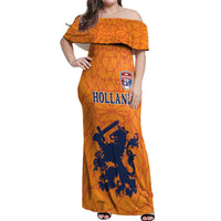 Custom Netherlands Football Off Shoulder Maxi Dress Holland Lion