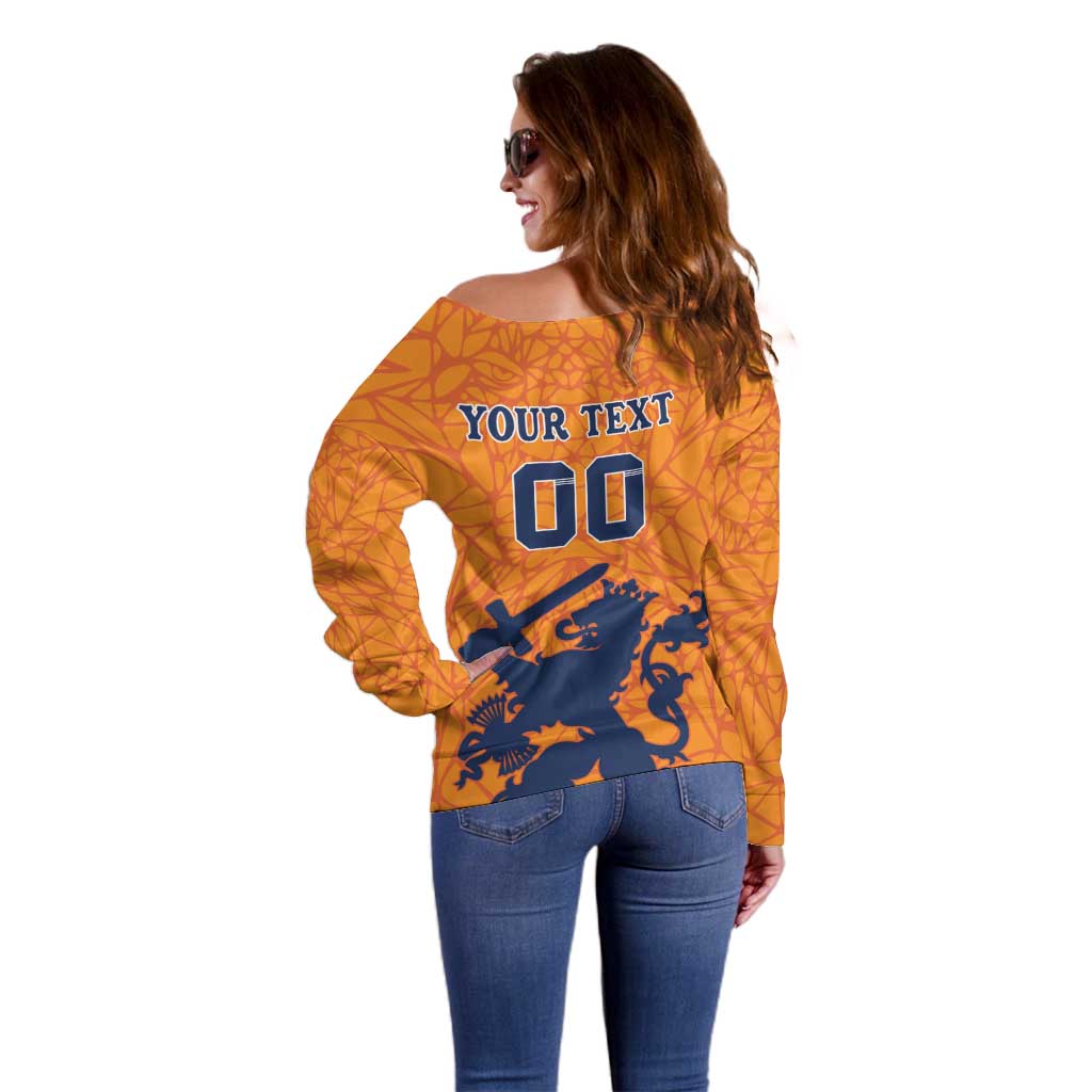 Custom Netherlands Football Off Shoulder Sweater Holland Lion