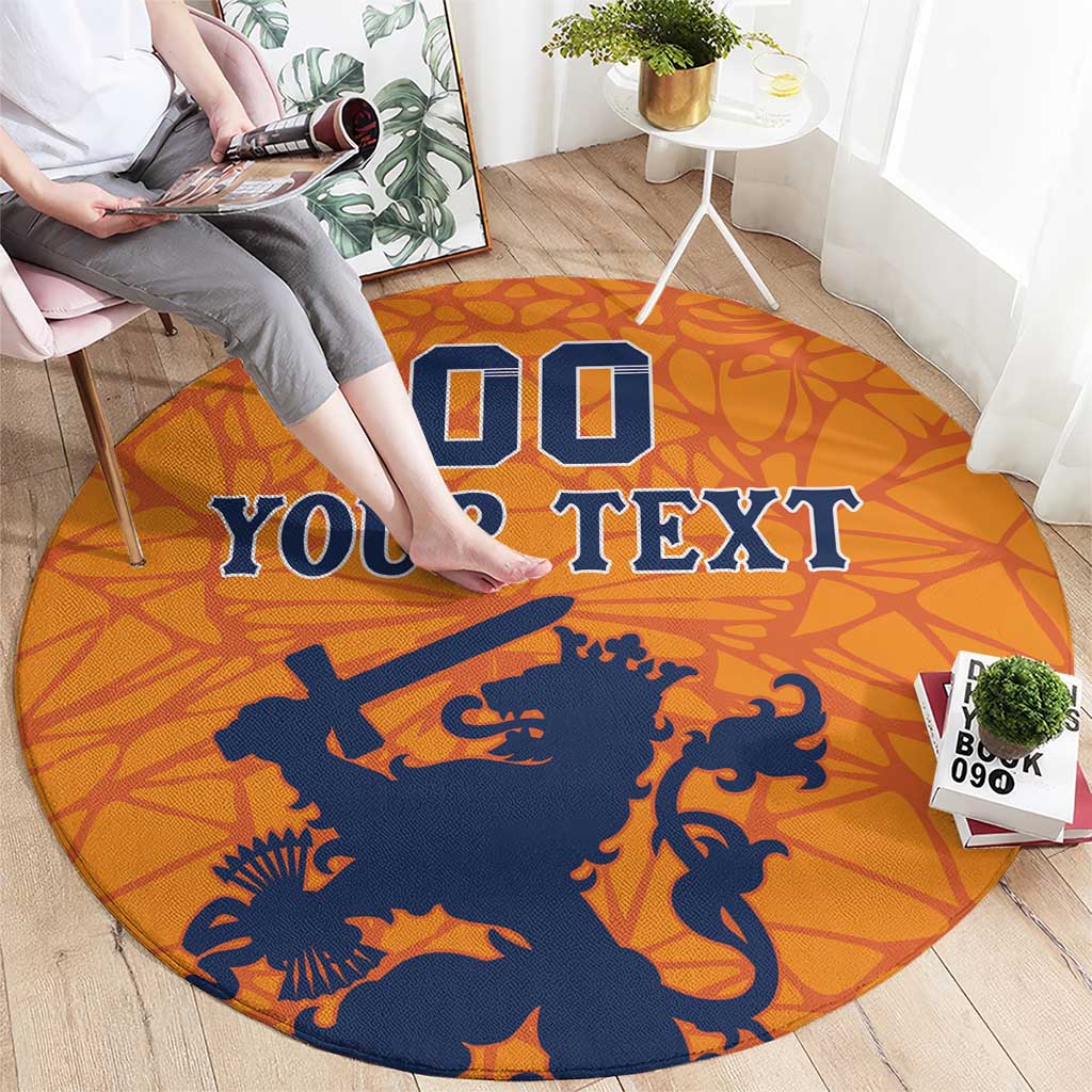 Custom Netherlands Football Round Carpet Holland Lion