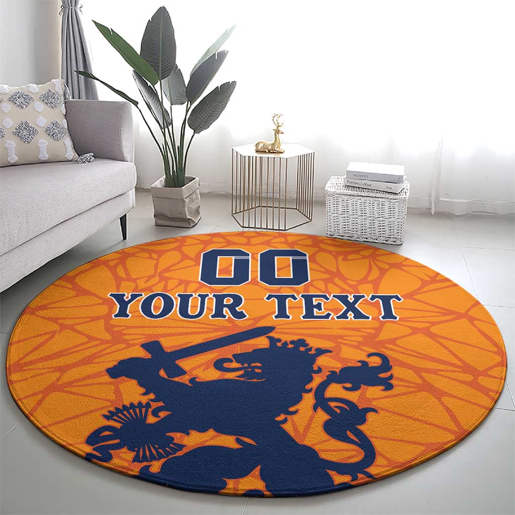 Custom Netherlands Football Round Carpet Holland Lion