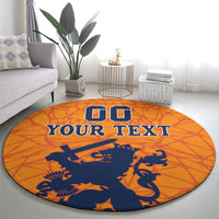 Custom Netherlands Football Round Carpet Holland Lion