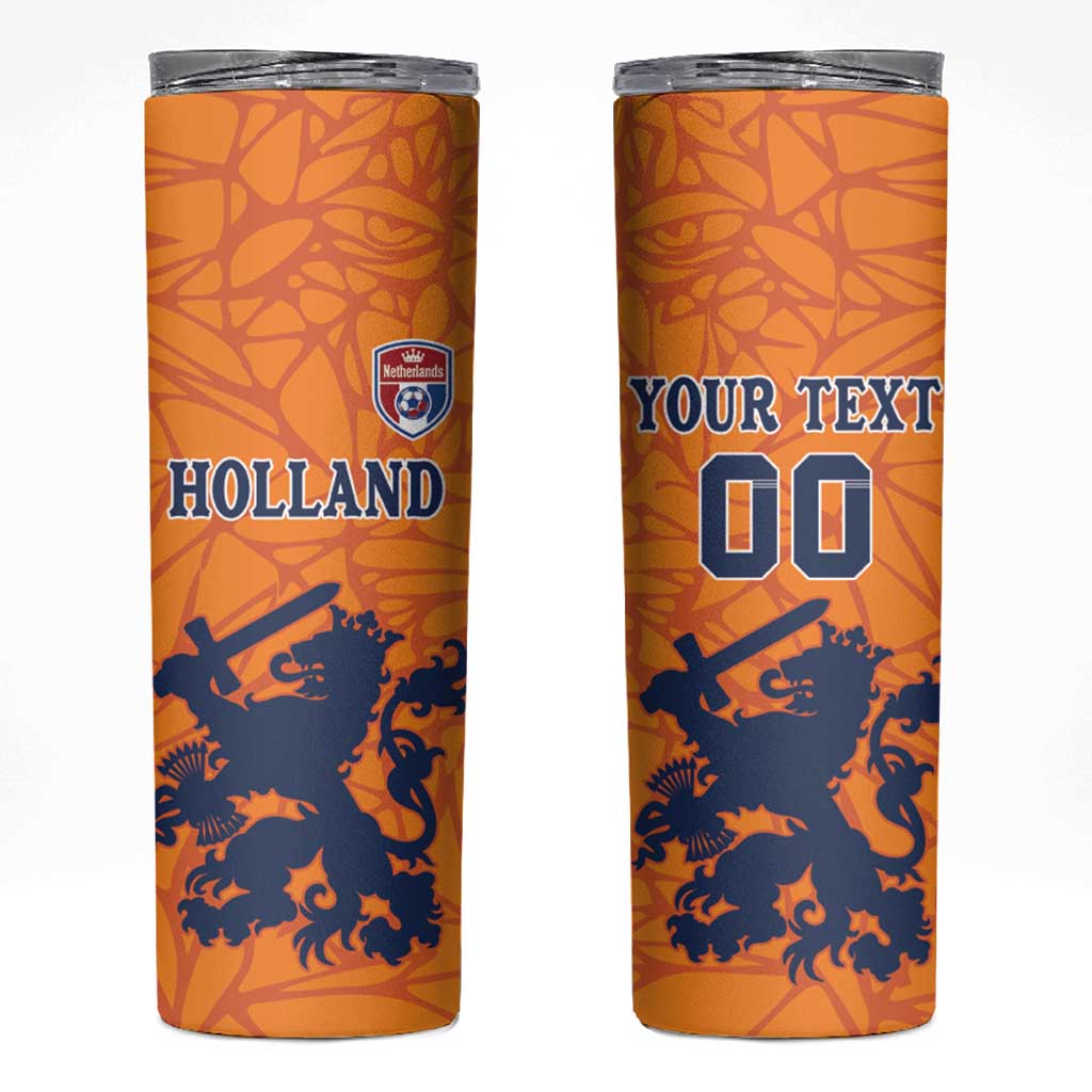 Custom Netherlands Football Skinny Tumbler Holland Lion