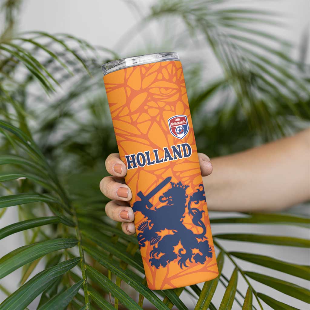 Custom Netherlands Football Skinny Tumbler Holland Lion