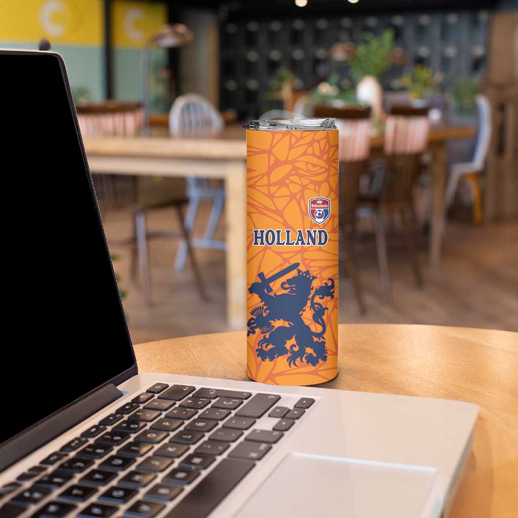 Custom Netherlands Football Skinny Tumbler Holland Lion