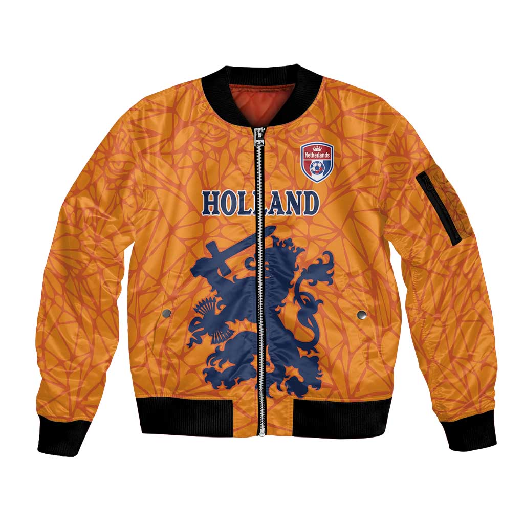 Custom Netherlands Football Sleeve Zip Bomber Jacket Holland Lion