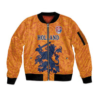 Custom Netherlands Football Sleeve Zip Bomber Jacket Holland Lion