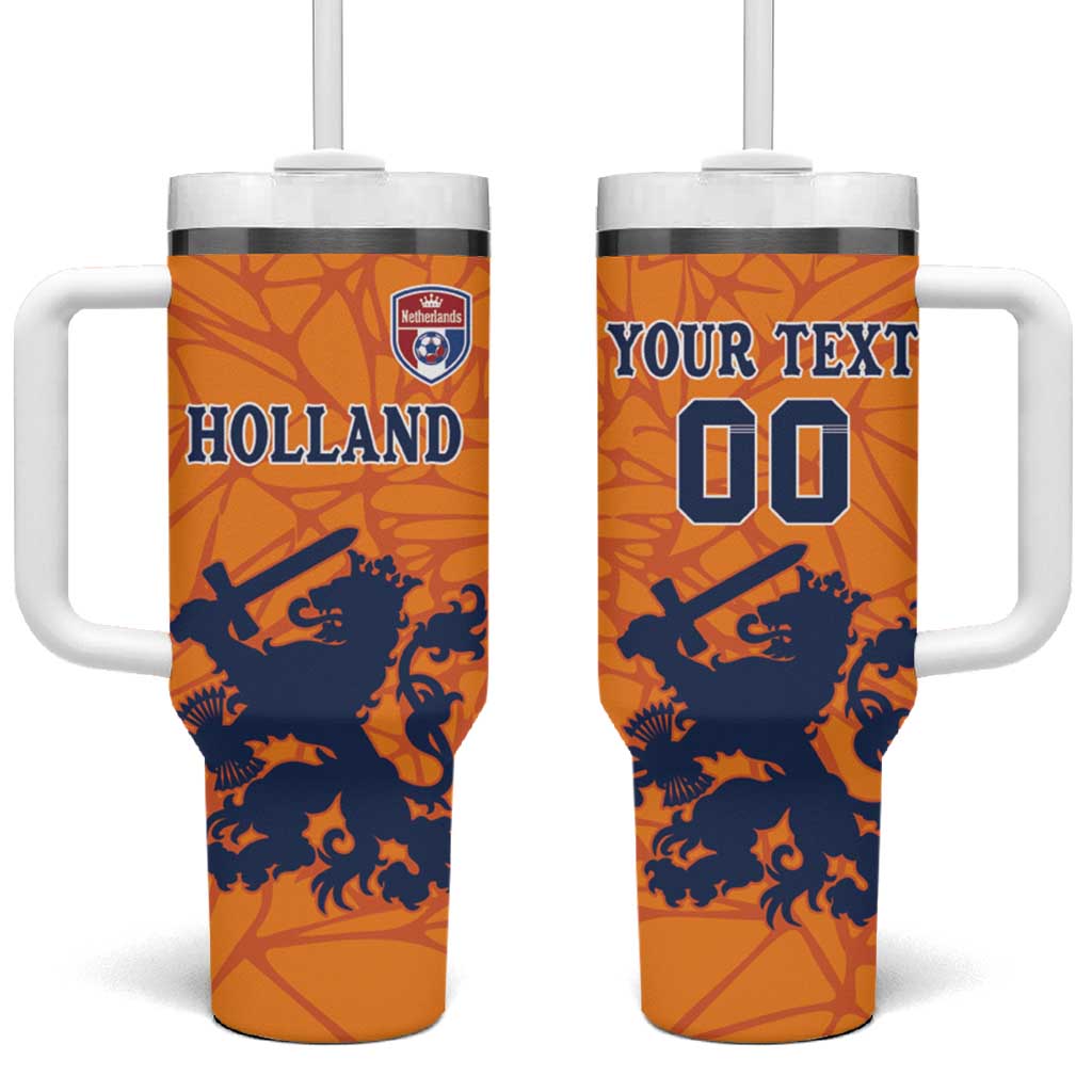 Custom Netherlands Football Tumbler With Handle Holland Lion