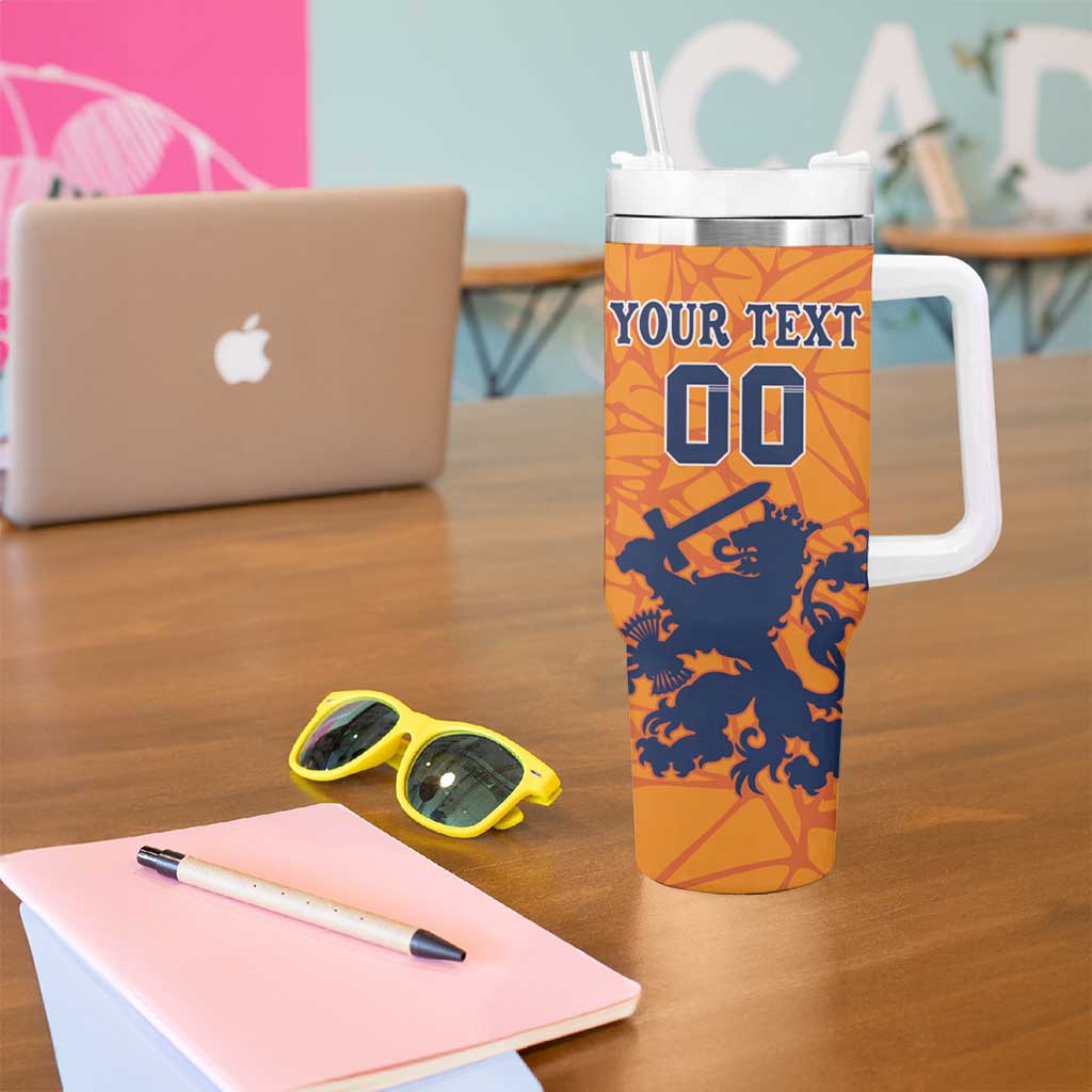 Custom Netherlands Football Tumbler With Handle Holland Lion
