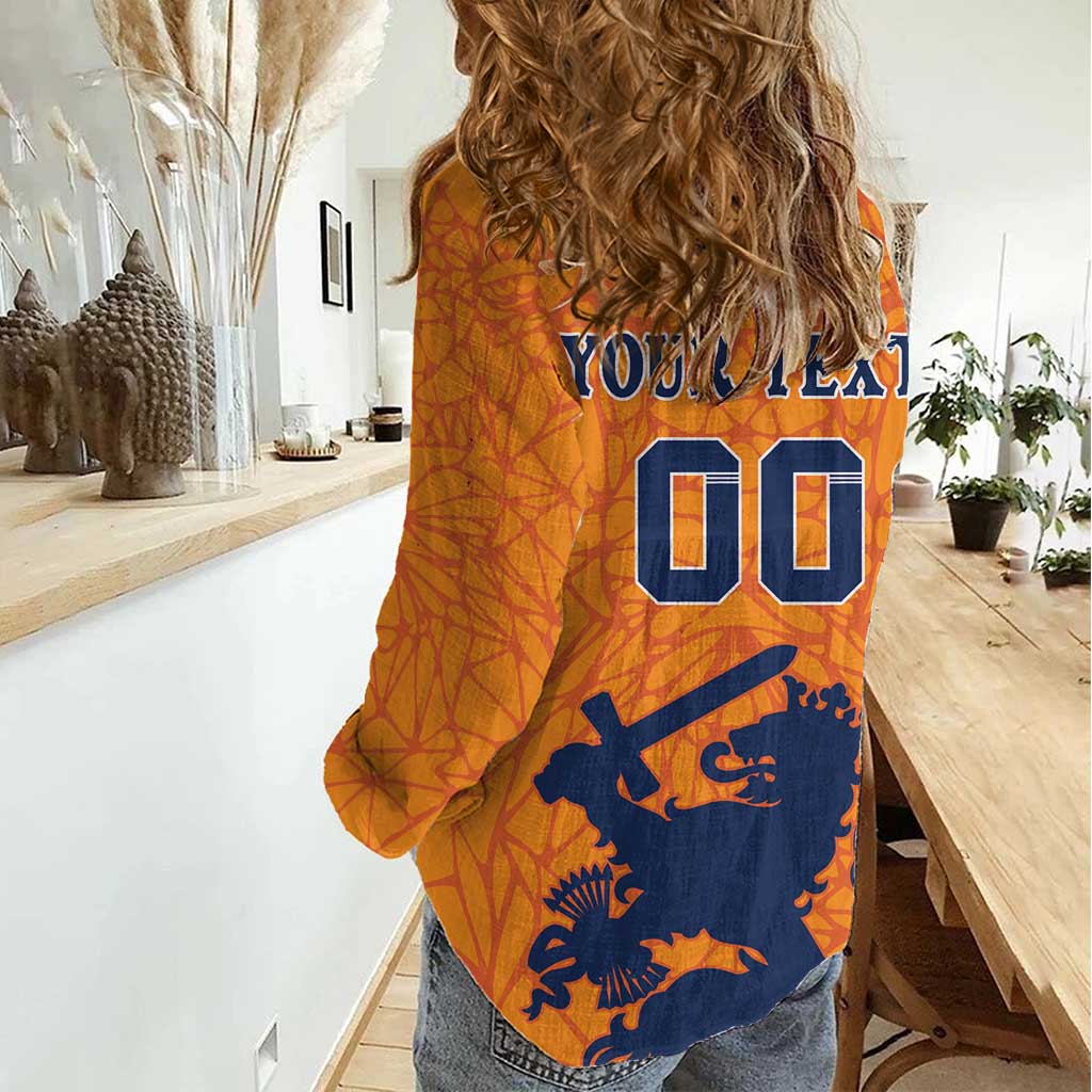 Custom Netherlands Football Women Casual Shirt Holland Lion