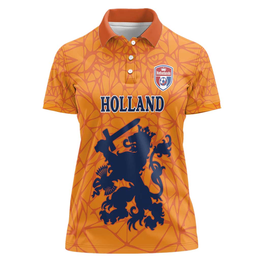 Custom Netherlands Football Women Polo Shirt Holland Lion