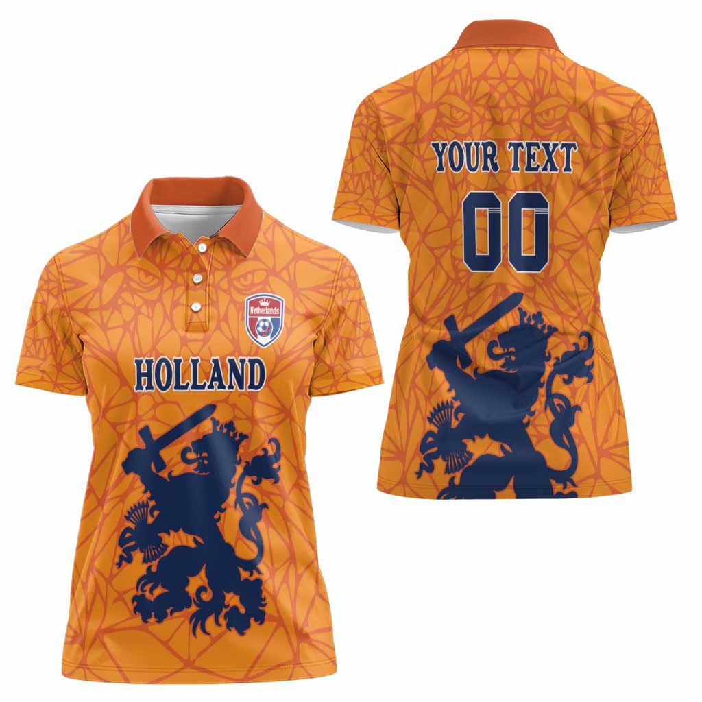 Custom Netherlands Football Women Polo Shirt Holland Lion