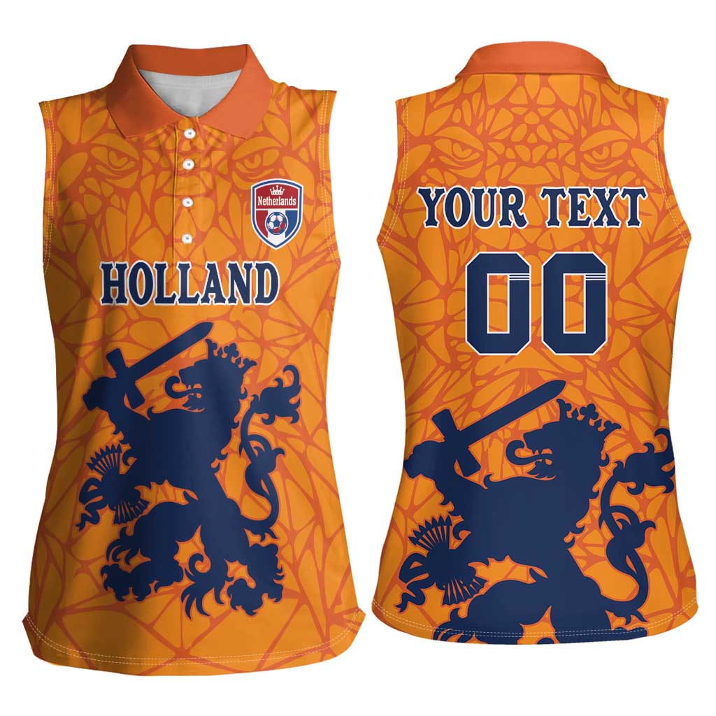 Custom Netherlands Football Women Sleeveless Polo Shirt Holland Lion