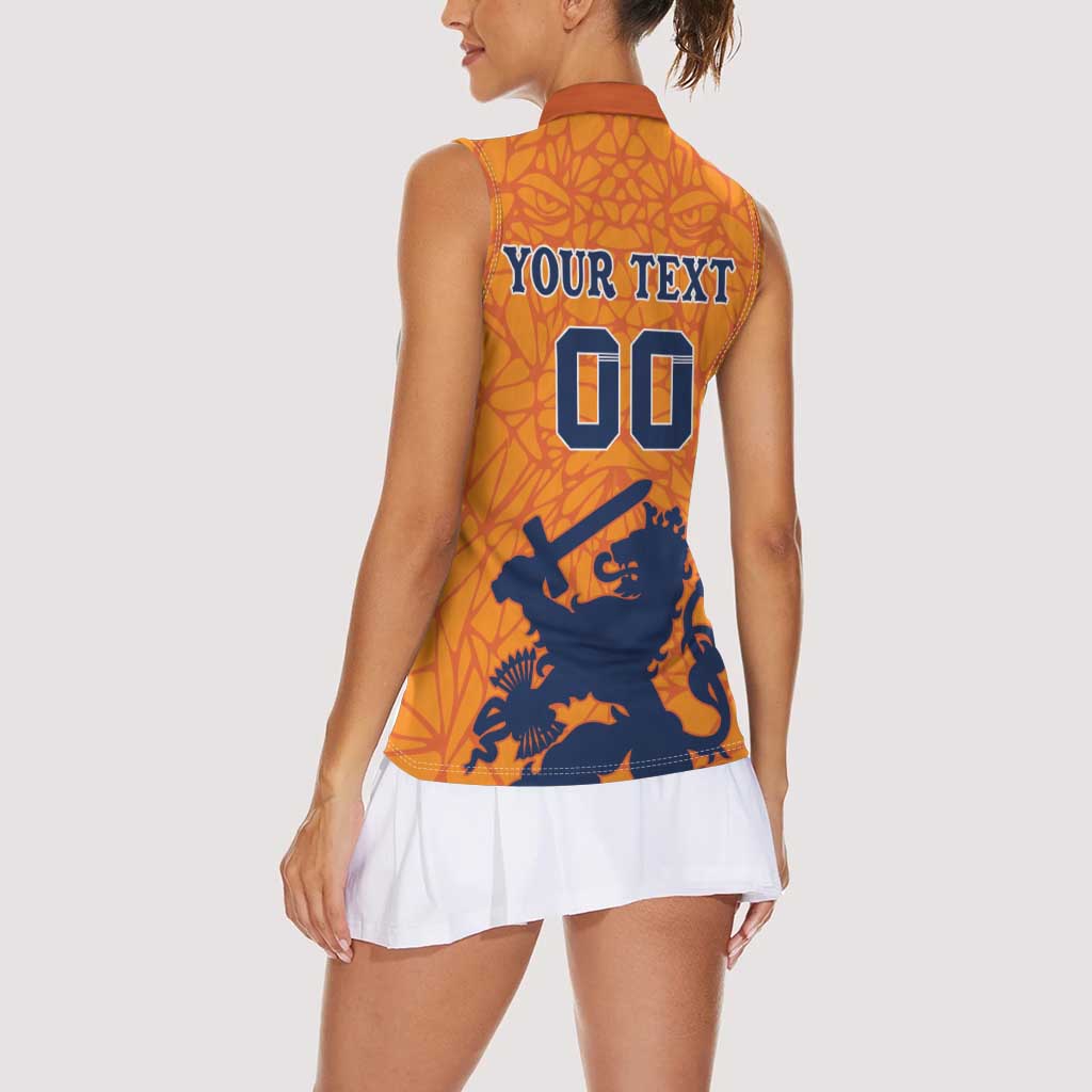 Custom Netherlands Football Women Sleeveless Polo Shirt Holland Lion