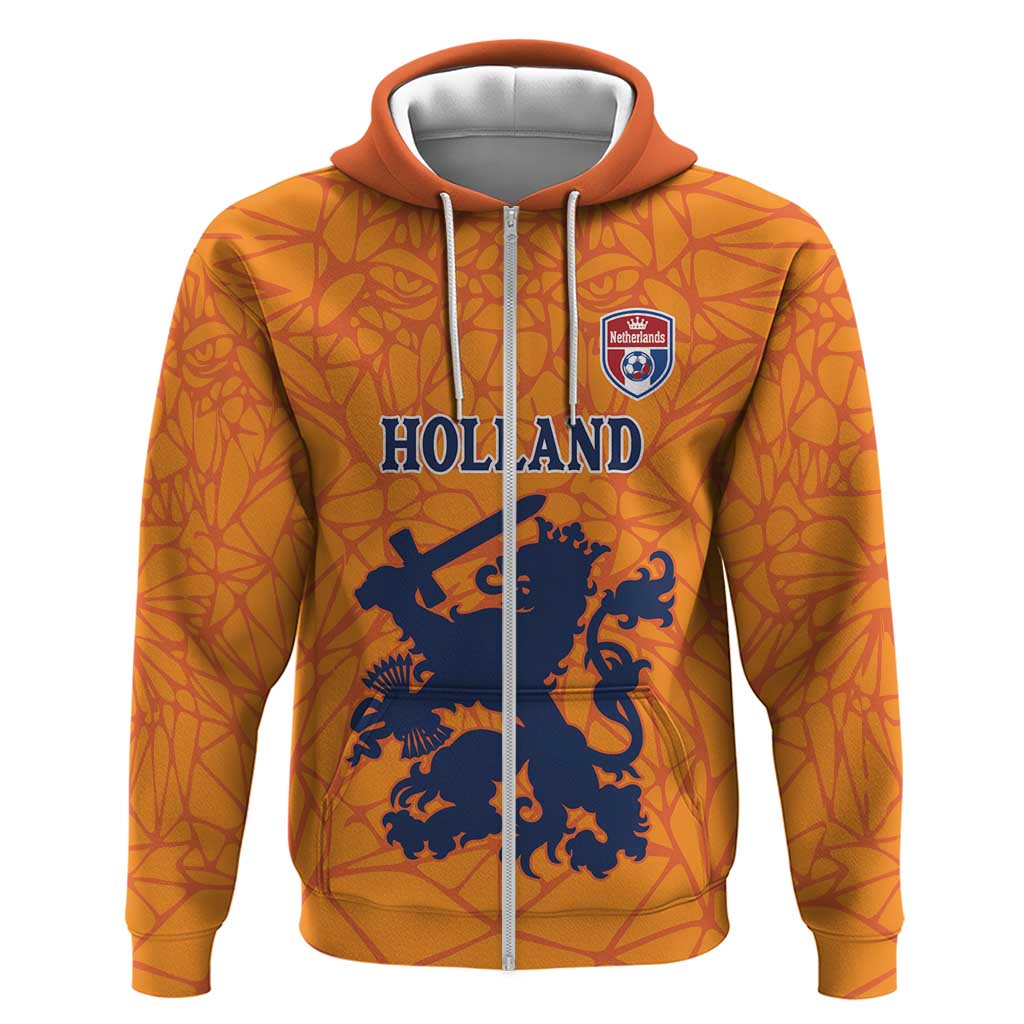 Custom Netherlands Football Zip Hoodie Holland Lion
