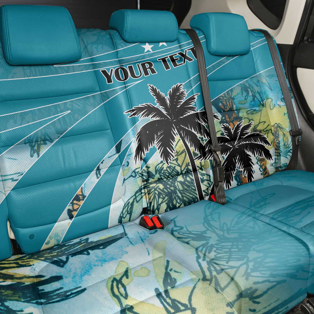 Personalized Saint Kitts and Nevis Coconut Palm Tree Back Car Seat Cover - Wonder Print Shop