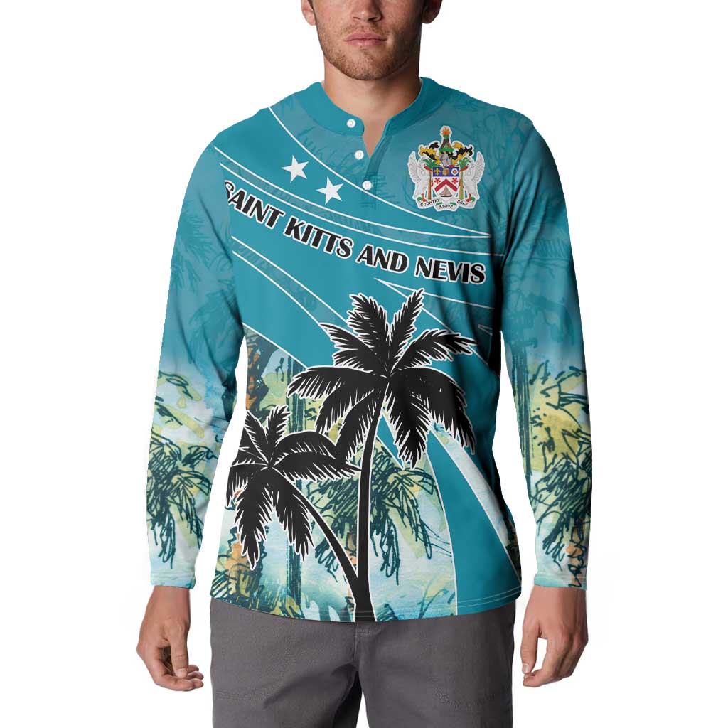 Personalized Saint Kitts and Nevis Coconut Palm Tree Button Sweatshirt - Wonder Print Shop
