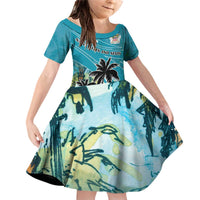 Personalized Saint Kitts and Nevis Coconut Palm Tree Family Matching Off Shoulder Short Dress and Hawaiian Shirt - Wonder Print Shop