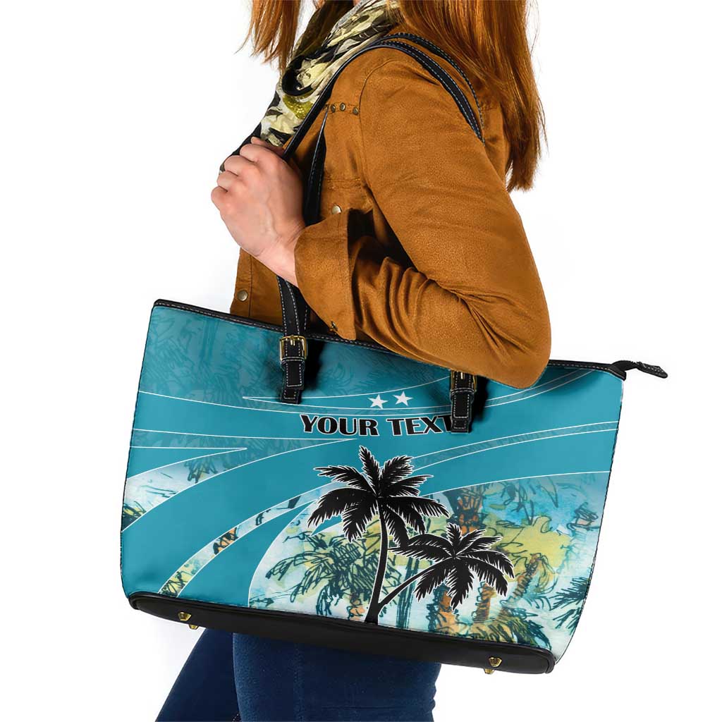 Personalized Saint Kitts and Nevis Coconut Palm Tree Leather Tote Bag - Wonder Print Shop