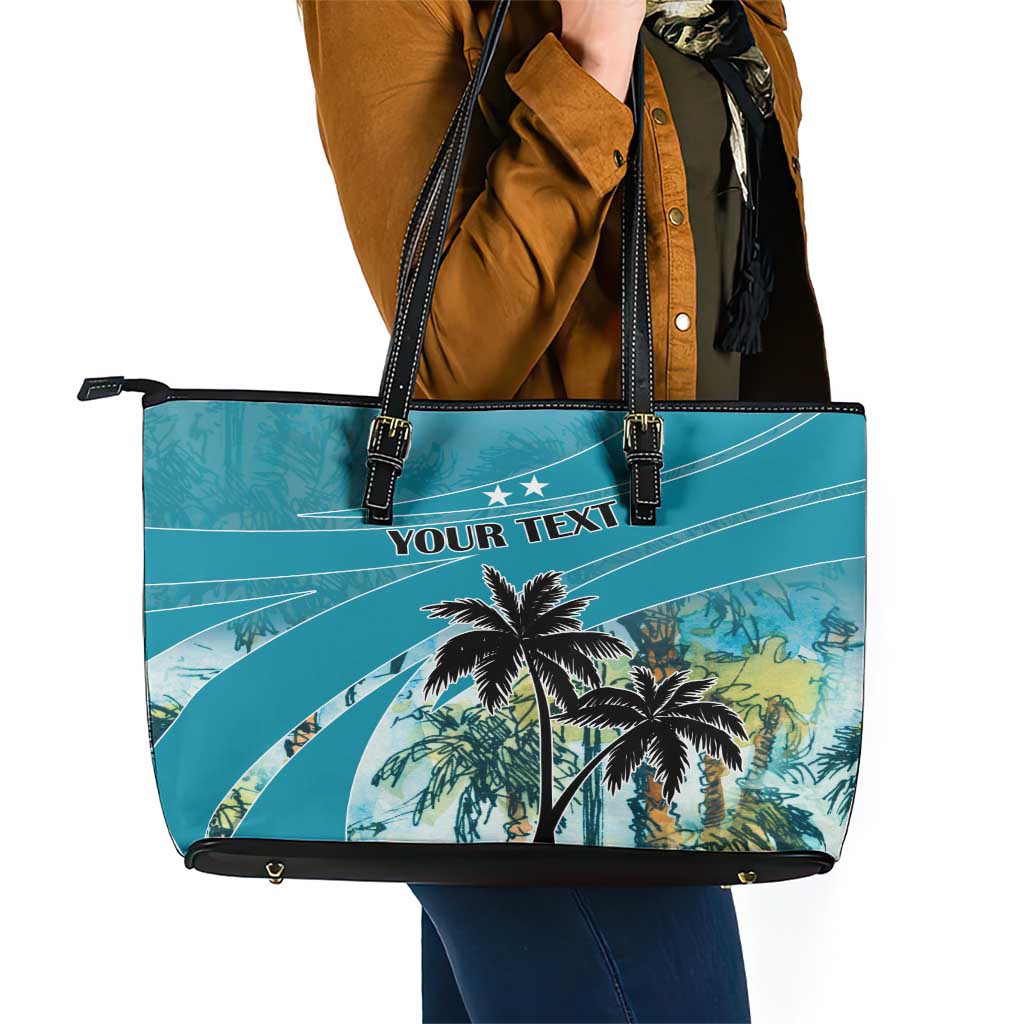Personalized Saint Kitts and Nevis Coconut Palm Tree Leather Tote Bag - Wonder Print Shop