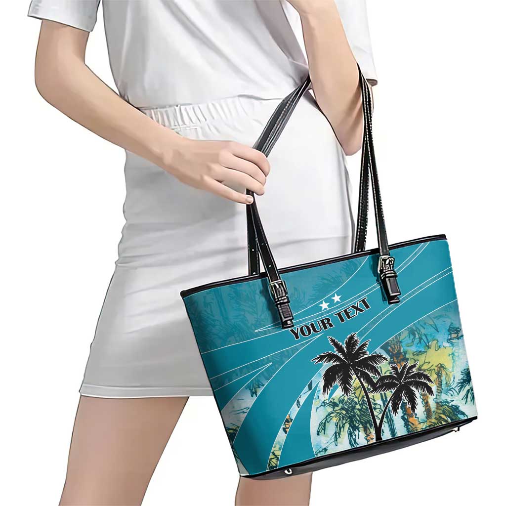 Personalized Saint Kitts and Nevis Coconut Palm Tree Leather Tote Bag - Wonder Print Shop