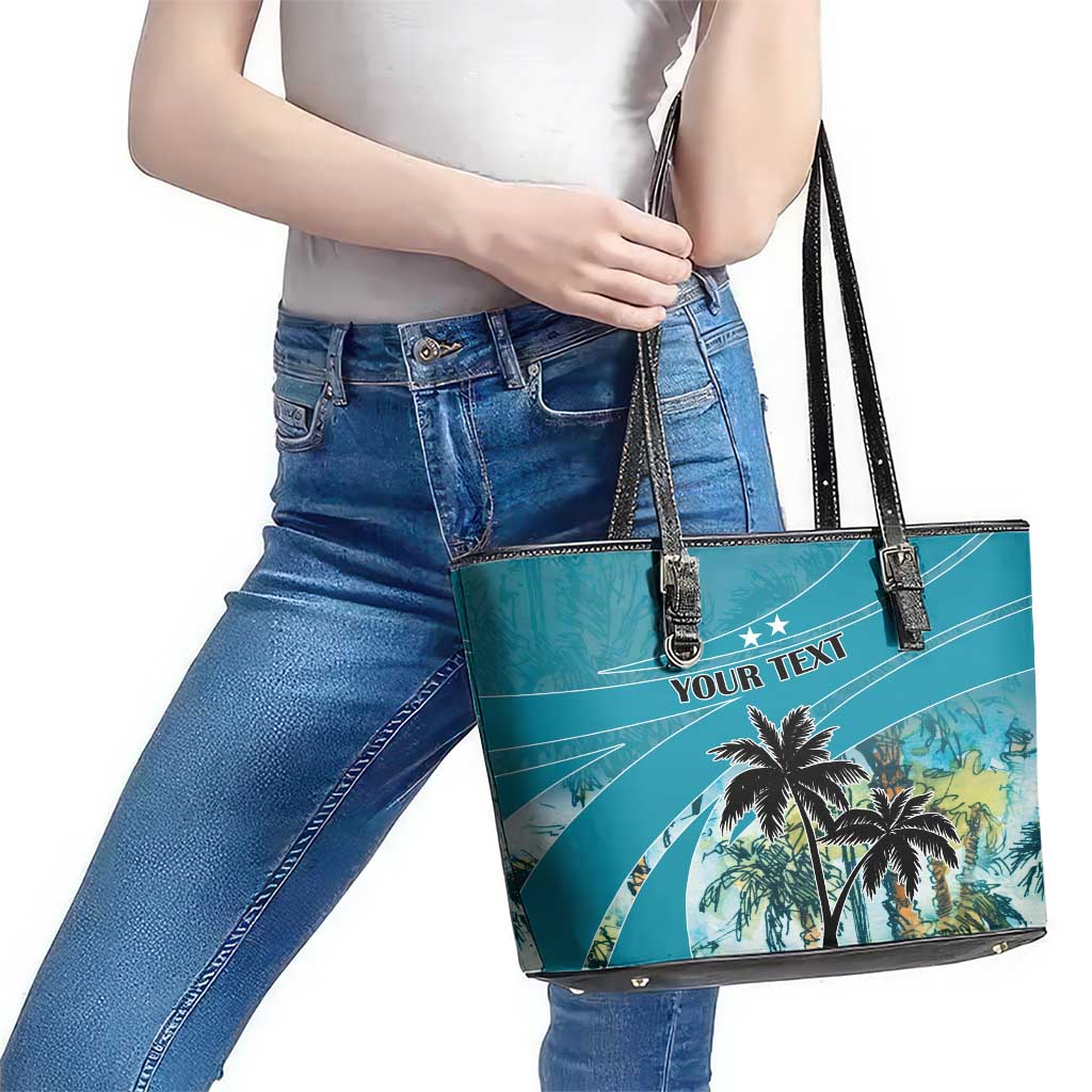 Personalized Saint Kitts and Nevis Coconut Palm Tree Leather Tote Bag - Wonder Print Shop